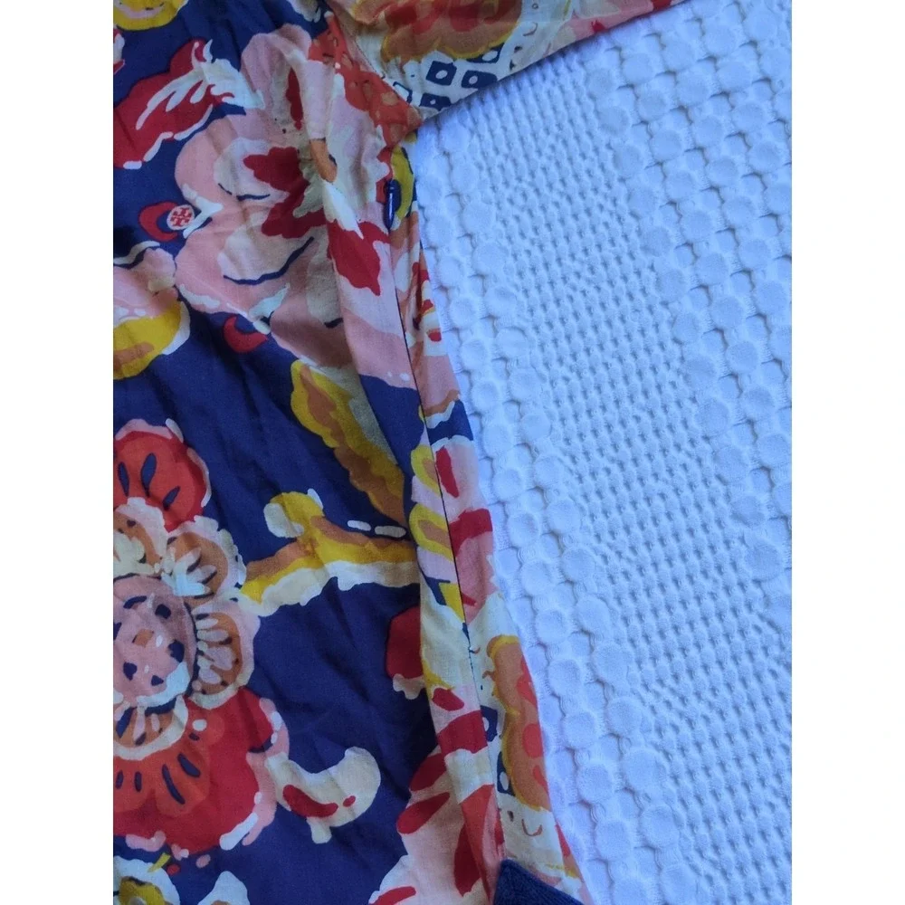 Tory Burch Wildflower Print Floral Tunic Multicolor Size 6‎ Side Zip Pullover